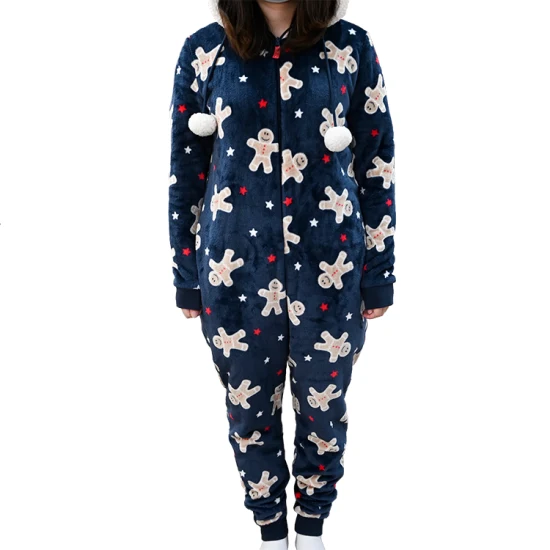 Proveedor al por mayor de animales mono ropa de dormir personalizada Navidad pijamas de manga larga Onesie Otoño Invierno franela Loungewear