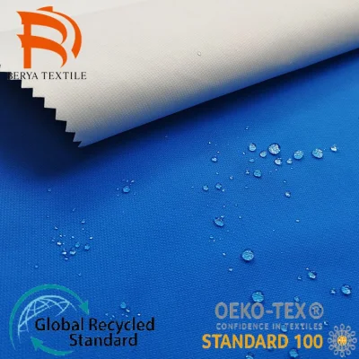 Tejido reciclado teñido en hilo Ripstop de punto 100% poliéster con TPU PU PA o recubierto de PVC para bolsa de tienda de ropa deportiva
