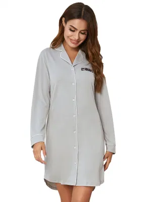 Ropa de dormir larga del hogar del pijama del poliéster el 95% Spandex el 5% de la manga de los pijamas suaves de las mujeres del boutique
