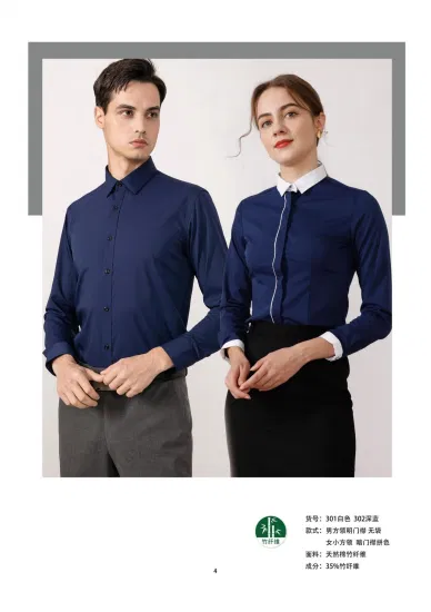 Camisa de bambú personalizada Blusa Camisas de negocios de manga larga o corta para unisex